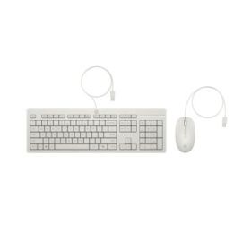 HP 225 Combo Teclado y Raton USB G2 - Tecla Copilot - Patas Ajustables - Raton Optico 1200 DPI - Plug & Play - Facil de Limpiar - Fabricado con Material Reciclado - Color Blanco