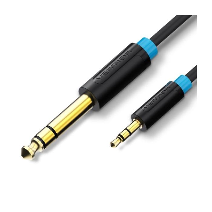 Vention Cable de Audio Estereo - Longitud 5m - Jack 6.5mm - Jack 3.5mm - Conectores Chapados en Oro - Blindaje Multicapa - Color Negro