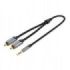 Vention Cable de Audio Estereo - Longitud 5m - Jack 3.5mm - 2xRCA - Conectores Chapados en Oro - Chaqueta Trenzada de Algodon y PVC - Color Gris