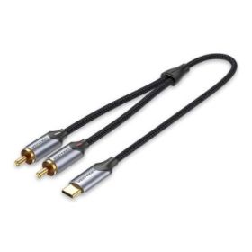Vention Cable Adaptador de Audio - Longitud 0.5m - USB-C Macho - 2xRCA Macho - Aluminio - Conectores Chapados en Oro - 29 AWG - Color Gris