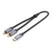 Vention Cable Adaptador de Audio - Longitud 0.5m - USB-C Macho - 2xRCA Macho - Aluminio - Conectores Chapados en Oro - 29 AWG - Color Gris