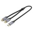 Vention Cable Adaptador de Audio - Longitud 1.5m - USB-C Macho - 2xRCA Hembra - Aluminio - Conectores Chapados en Oro - 29 AWG - Color Gris