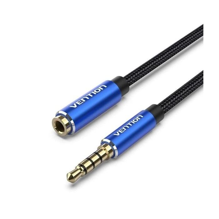 Vention Cable Extensor de Audio Estereo - Longitud 5m - Jack 3.5mm Macho - Jack 3.5mm Hembra - Conectores Chapados en Oro - Color Azul Lago
