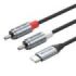 Vention Cable DAC de Audio - Longitud 1m - 2xRCA - USB-C - Chaqueta de TPE - Carcasa de Aluminio - Color Gris