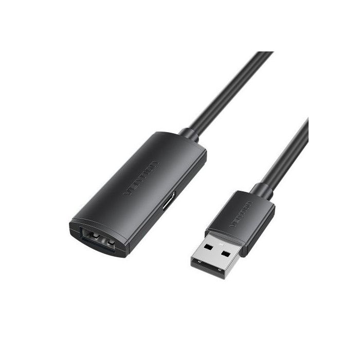 Vention Cable Extension USB 2.0 - Longitud 15m - USB-A Macho - USB-A Hembra - Velocidad hasta 480Mbps - Color Negro