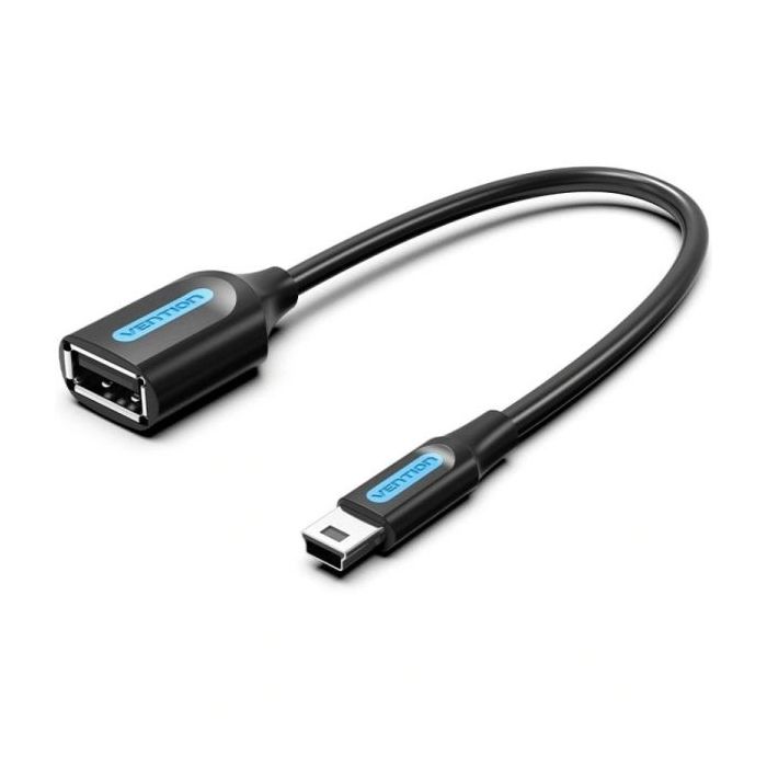 Vention Adapatador USB - Mini-USB Macho - USB-A Hembra - 480Mbps - Cable 15cm - Color Negro