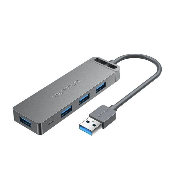 Vention Hub USB 5 en 1 - 4xUSB-A - Micro-USB - Cable USB-A - Velocidad hasta 5Gbps - Color Gris