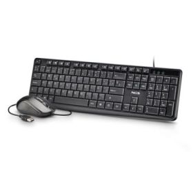 NGS Cocoa Kit V2 Combo Teclado + Raton USB - Teclado Multimedia - Raton 1000dpi 3 Botones - Uso Ambidiestro - Color Negro