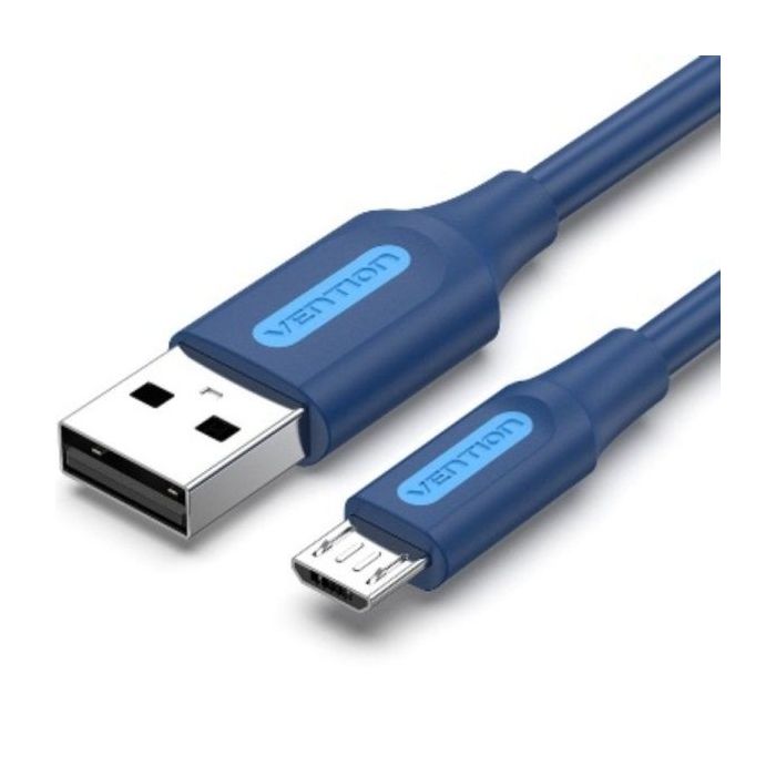Vention Cable USB 2.0 - Potencia Maxima 60W - Longitud 1m - USB-A - Micro-USB - Velocidad hasta 480Mbps - Recubrimiento de PVC - Color Azul