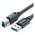 Vention Cable de Impresora - Longitud 1.5m - USB-A - USB-B 3.0 - Transferencia hasta 5Gbps - PVC - Acabado Niquelado - Color Negro
