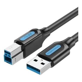 Vention Cable de Impresora - Longitud 1.5m - USB-A - USB-B 3.0 - Transferencia hasta 5Gbps - PVC - Acabado Niquelado - Color Negro