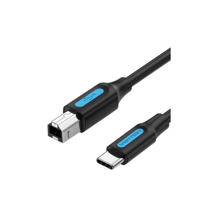 Vention Cable de Impresora - Longitud 3m - USB-C - USB-B - Transferencia hasta 480Mbps - PVC - Acabado Niquelado - Color Negro