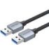 Vention Cable USB-A 3.0 - Longitud 1m - Longitud 1m - Velocidad hasta 5Gbps - Chaqueta Trenzada de Algodon - Color Gris