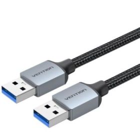 Vention Cable USB-A 3.0 - Longitud 1m - Longitud 1m - Velocidad hasta 5Gbps - Chaqueta Trenzada de Algodon - Color Gris