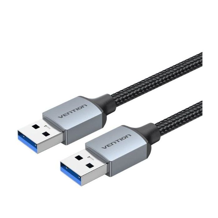 Vention Cable USB-A 3.0 - Longitud 1m - Longitud 1m - Velocidad hasta 5Gbps - Chaqueta Trenzada de Algodon - Color Gris