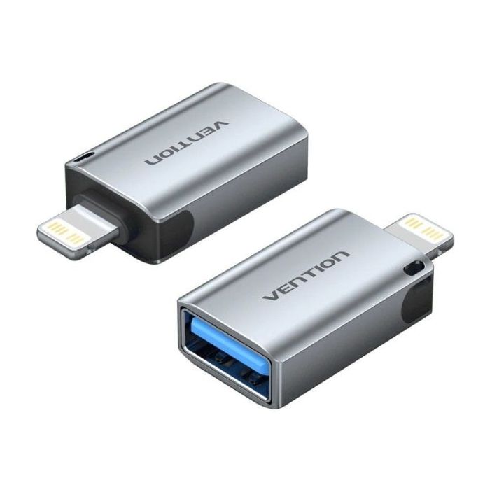 Vention Adapatador para Apple - Lightning Macho - USB-A Hembra - Funcion OTG - Aluminio - Color Gris