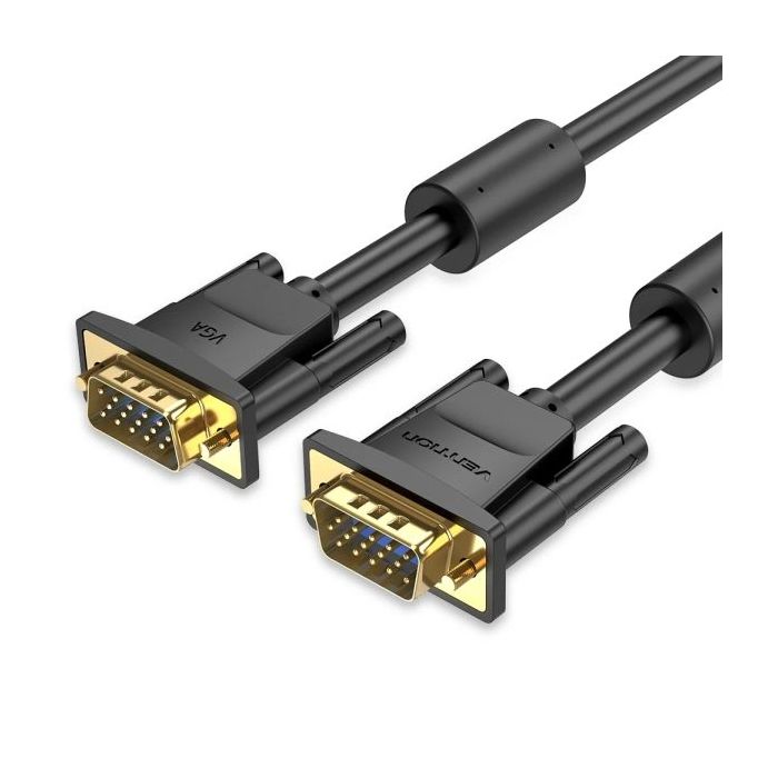 Vention Cable SVGA a VGA - Longitud 15m - Full HD - Nucleo de Ferrita - Conectores Chapados en Oro - Blindaje Multicapa - PVC - Color Negro