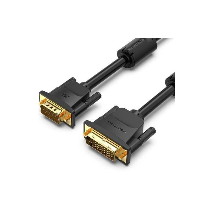 Vention Cable Conversor DVI Macho a VGA Macho - Full HD - Longitud 1.5m - Blindaje Multicapa - PVC - Color Negro