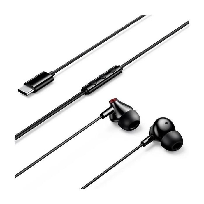 Vention Echo Lite Auriculares Intraurales con Cable de 1.2m - USB-C - Microfono Integrado - Altavoz de 12mm - Color Negro