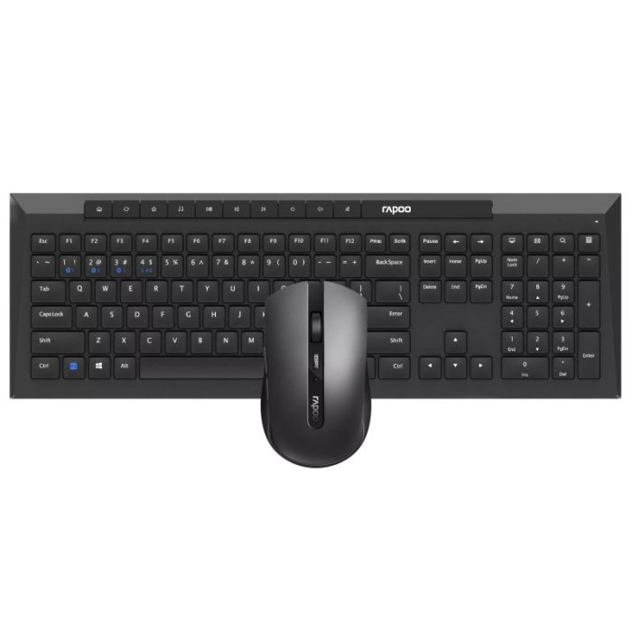 Rapoo 8210M Pack Teclado + Raton Inalambricos - Bluetooth y 2.4GHz -  Raton 1600 DPI - Autonomia hasta 12 Meses - Color Negro