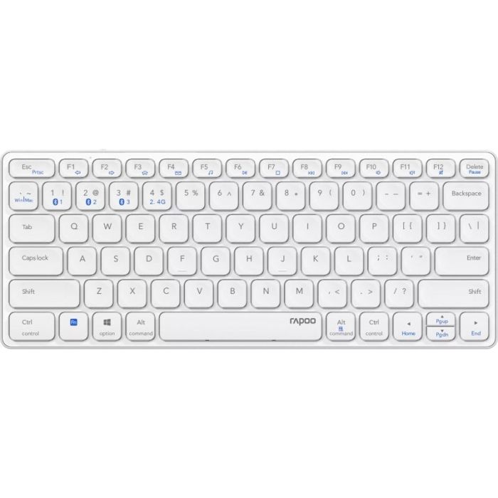 Rapoo E9600M Teclado Compacto Ultafino Inalambrico - Bluetooth y 2.4GHz - Base de Aluminio - Bateria Recargable Ecologica - Color Gris