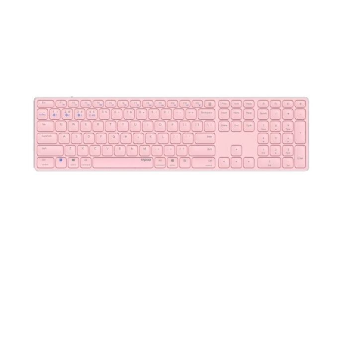 Rapoo E9800M Teclado Compacto Ultafino Inalambrico - Bluetooth y 2.4GHz - Base de Aluminio - Bateria Recargable Ecologica - Color Rosa