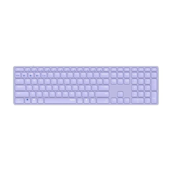 Rapoo E9800M Teclado Compacto Ultafino Inalambrico - Bluetooth y 2.4GHz - Base de Aluminio - Bateria Recargable Ecologica - Color Purpura