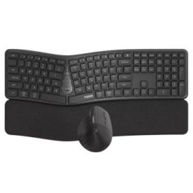 Rapoo 8810ME Pack Teclado + Rato Inalambricos - Diseño Ergonomico - Bluetooth y 2.4GHz -  Raton 1600 DPI - Bateria Recargable Ecologica - Autonomia hasta 9 Meses - Color Negro
