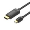 Vention Cable Conversor HDMI Macho a Mini Displayport Macho - Resolucion 4K - ARC - Longitud 3m - Conectores Chapados en Oro - Revestimiento en PVC - Color Negro