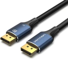 Vention Cable Displayport 1.4 8K - Longitud 2m - Trenzado de Nailon - Conectores Chapados en Oro - Color Azul