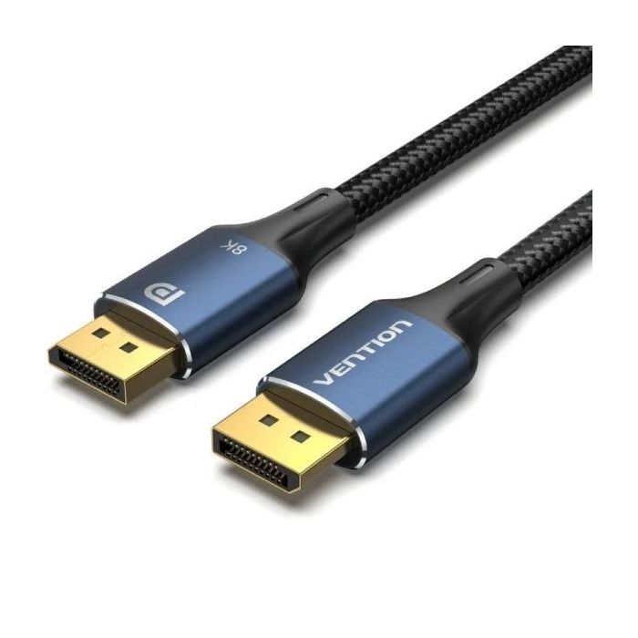 Vention Cable Displayport 1.4 8K - Longitud 2m - Trenzado de Nailon - Conectores Chapados en Oro - Color Azul