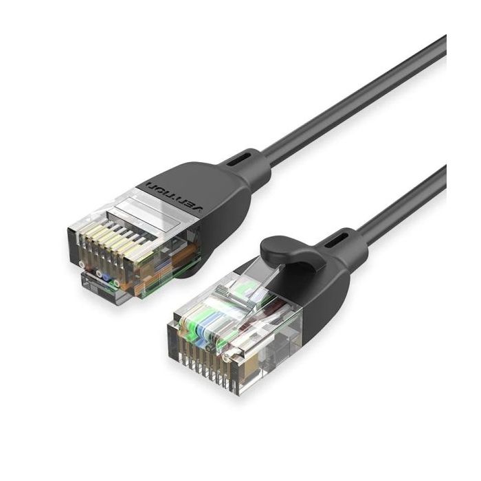 Vention Cable de Red Cat.6a UTP - Longitud 0.5m - Contactos Chapados en Oro - Velocidad hasta 10Gbps - Cubierta de PVC - Color Negro