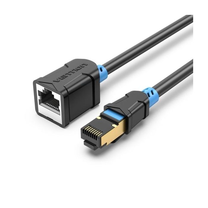 Vention Cable Extensor de Red Cat.6 SFTP - Longitud 2m - Velocidad hasta 1Gbps - 26AWG - Cubierta de PVC - Conectores Chapados en Oro - Doble Blindaje - Color Negro