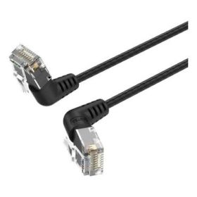 Vention Cable de Red Acodado Cat.6a UTP - Slim - Longitud 3m - Velocidad hasta 10Gbps - 32 AWG - Cubierta de PVC - Cabeza Rotatoria 360º - Color Negro