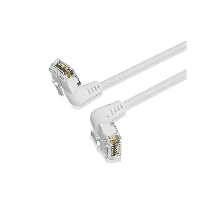 Vention Cable de Red Acodado Cat.6a UTP - Slim - Longitud 3m - Velocidad hasta 10Gbps - 32 AWG - Cubierta de PVC - Cabeza Rotatoria 360º - Color Blanco