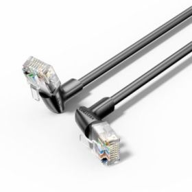 Vention Cable de Red Acodado Cat.6a UTP - Slim - Longitud 15m - Velocidad hasta 10Gbps - 32 AWG - Cubierta de PVC - Color Negro