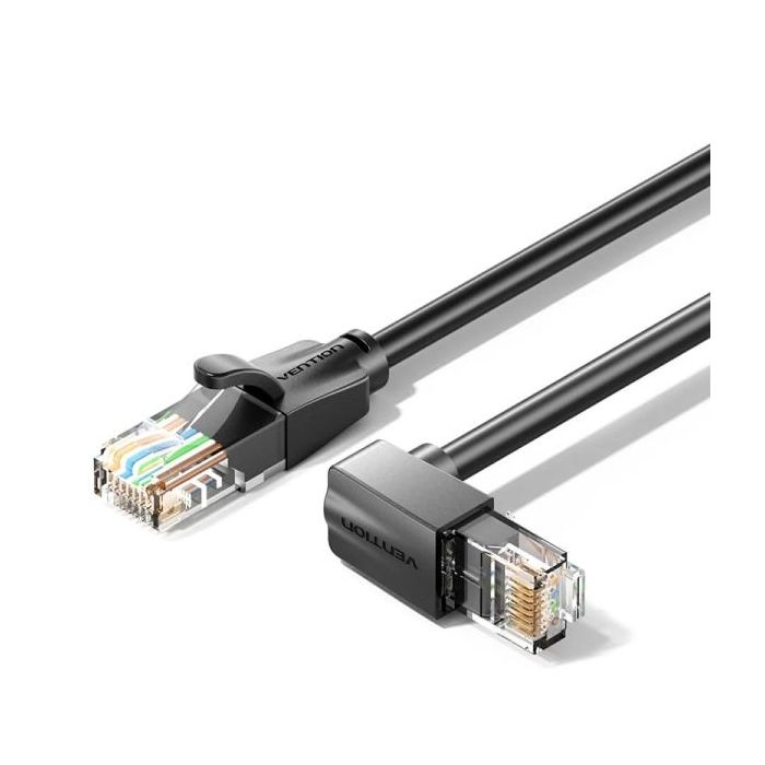 Vention Cable de Red Cat.6 UTP - Longitud 5m - Acodado - Velocidad hasta 1Gbps - 26AWG - Cubierta de PVC - Color Negro