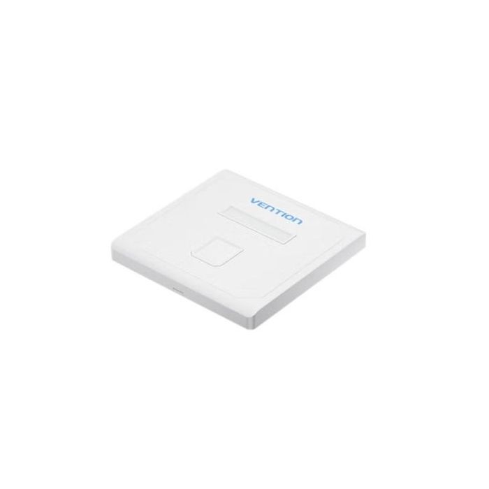 Vention Placa de Pared de 1 Toma RJ45 - Compatible con Cajas de Empotrar Tipo 86 - ABS Resistente al Envejecimiento - 86x86x8mm - Color Blanco