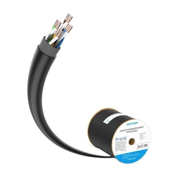 Vention Bobina de Cable de Red Ethernet - Longitud 305m - Cat6 UTP - 23 AWG - Velocidad hasta 1Gbps - Color Negro