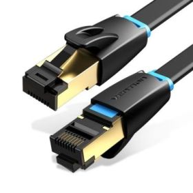 Vention Cable de Red Cat.8 SSTP - Longitud 1m - Velocidad hasta 40Gbps - 30AWG - Conectores Chapados en Oro - Color Negro