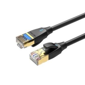 Vention Cable de Red Cat.8 SFTP - Longitud 0.5m - Velocidad hasta 40Gbps - 30AWG - Cubierta de PVC - Blindaje Multicapa - Conectores Chapados en Oro - Color Negro