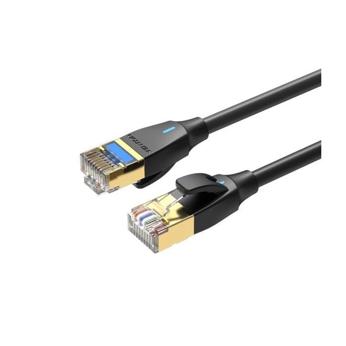 Vention Cable de Red Cat.8 SFTP - Longitud 0.5m - Velocidad hasta 40Gbps - 30AWG - Cubierta de PVC - Blindaje Multicapa - Conectores Chapados en Oro - Color Negro