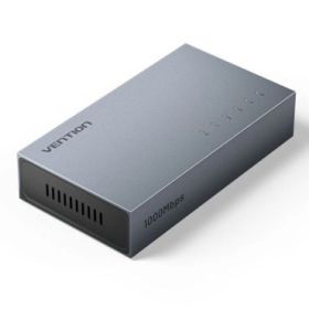 Vention Switch de 5 Puertos RJ45 - Velocidad hasta 1Gbps - No Gestionado - Negociacion Automatica - Ethernet - Aluminio - Tecnologia PPS - Color Gris