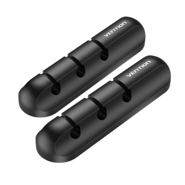 Vention Pack de 2 Organizadores de Cable -  3 Puertos - Silicona - Color Negro