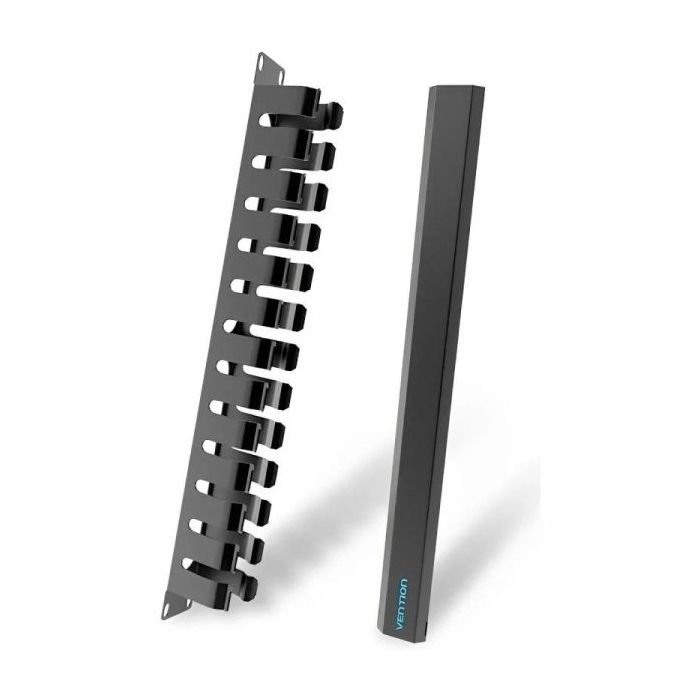 Vention Organizador de Cables de Red - 24 Puertos - Compatible con Racks de 19" - Marco de Acero SPCC - Tratamiento Anticorrosion - Color Negro
