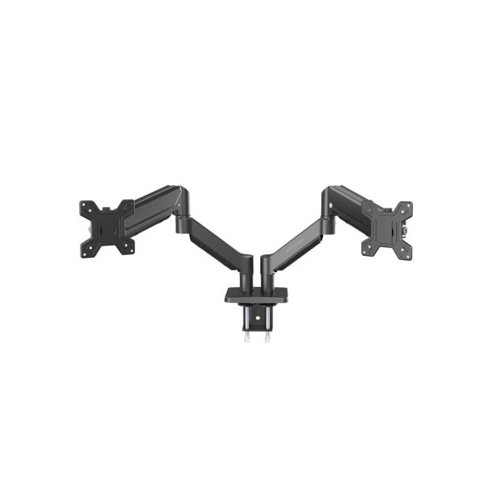 Mars Gaming MARMPRO2 Soporte de Mesa con Brazos Articulados para 2 Monitores hasta 32" - Incluye Accesorios - Articulado 360° - VESA 100x100 - Muelle de Gas - 1000x460x115mm - Color Negro