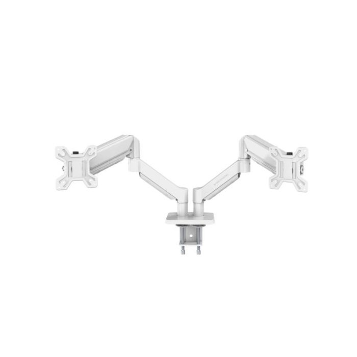 Mars Gaming MARMPRO2 Soporte de Mesa con Brazos Articulados para 2 Monitores hasta 32" - Incluye Accesorios - Articulado 360° - VESA 100x100 - Muelle de Gas - 1000x460x115mm - Color Blanco