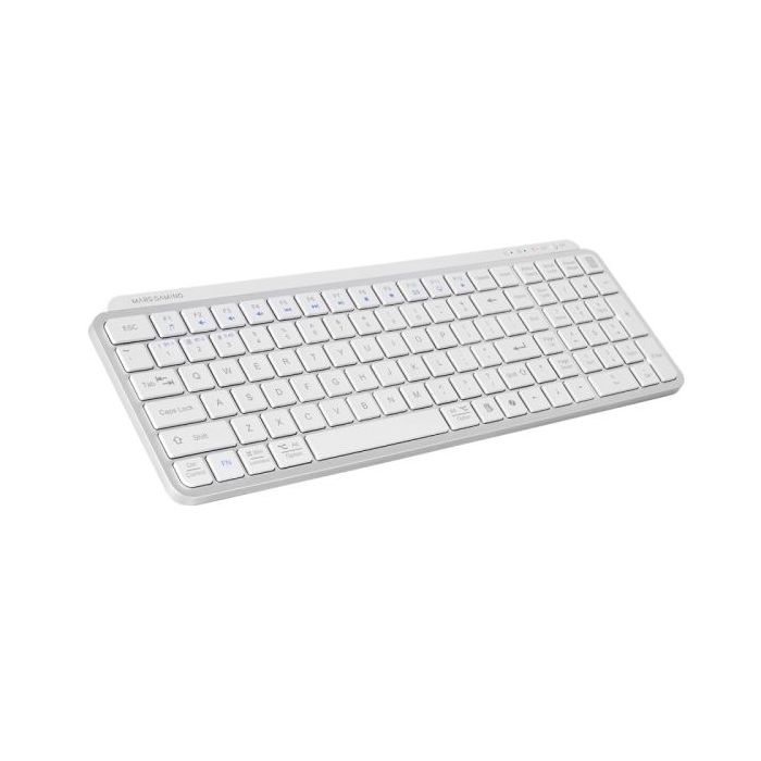 Mars Gaming MK-SILENKEYS Teclado Completo Inalambrico - Bluetooth - Disposicion Francesa AZERTY FR - 720mAh - Teclas Silenciosas de Perfil Bajo - Accesos Directos - 384x132x24mm - Color Blanco