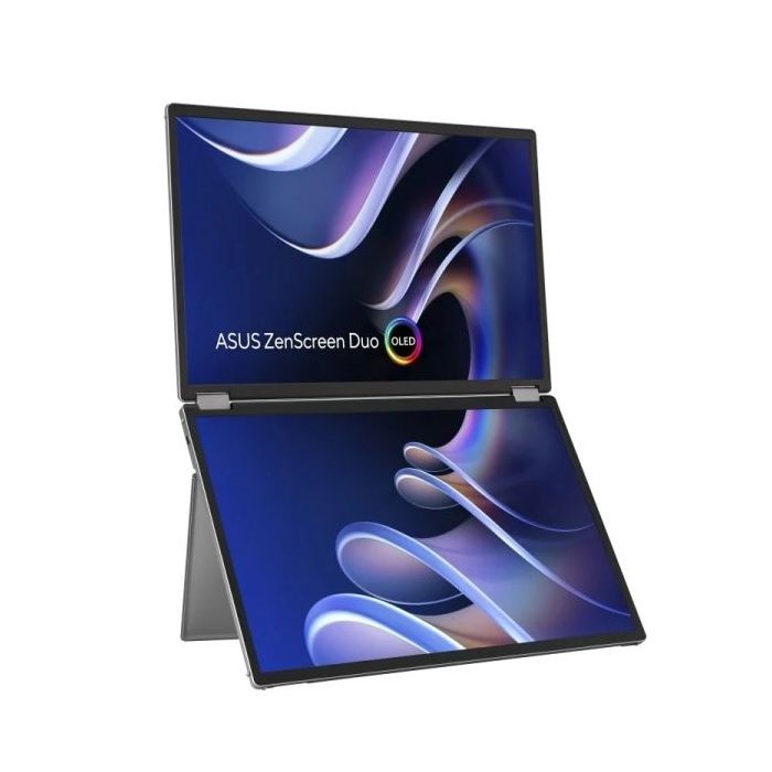 Asus ZenScreen Duo Monitor 14" OLED WUXGA 60Hz - Panel Brillante Dual Screen - Respuesta 1ms - HDMI, USB-C  - Color Plata