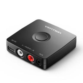 Vention Adaptador de Audio Inalambrico - Carcasa en ABS - Bluetooth 5.1 - 2xRCA - Jack 3.5mm - Alcance 10m - Cable de Carga USB-C y Audio Incluidos - Color Negro